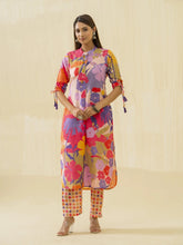 Violet Floral Printed Straight Kurta and Trousers-MLWSHKS4282VLT